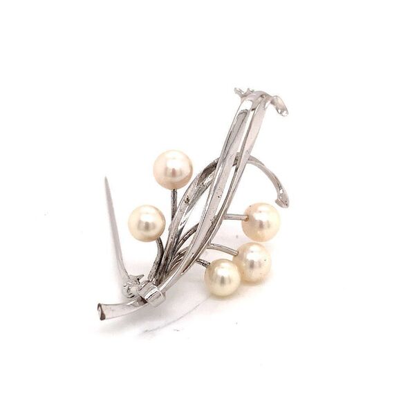 Mikimoto Estate Akoya Pearl Brooch Pin Sterling Silver 6.6mm 5.43 gr M185 - Picture 10 of 12